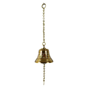 Brass Hanging Bell White 4"